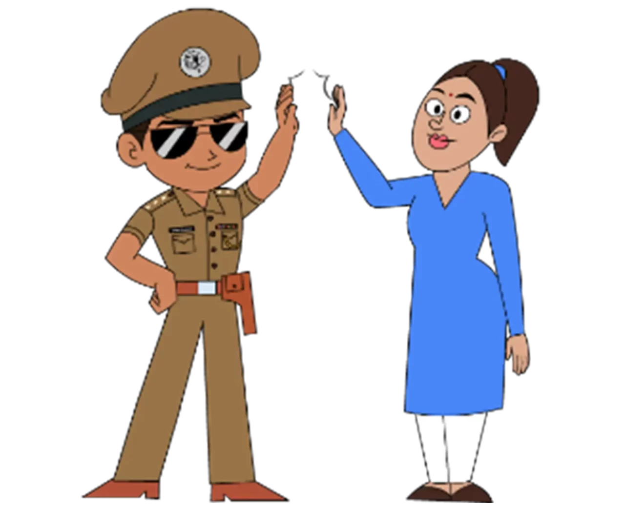 Policeman and Woman Greeting