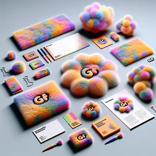 Set of branding materials with a colourful, textured graphic design